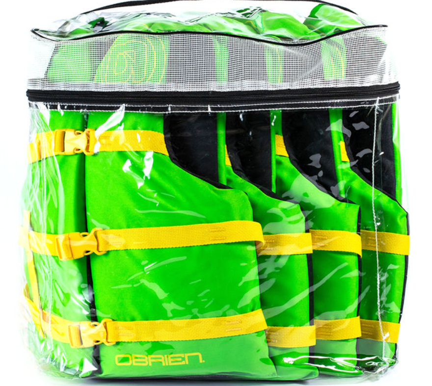 O’Brien 4 Pack General Purpose Life Jackets, Green/Yellow C&R Ski/Outdoor