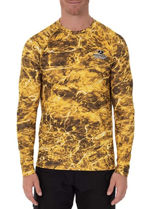 Mossy Oak Men's Long Sleeve Performance Fishing Shirt with Gaiter