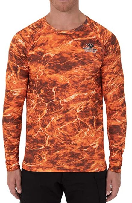 Mossy Oak Men's Long Sleeve Performance Fishing Shirt with Gaiter