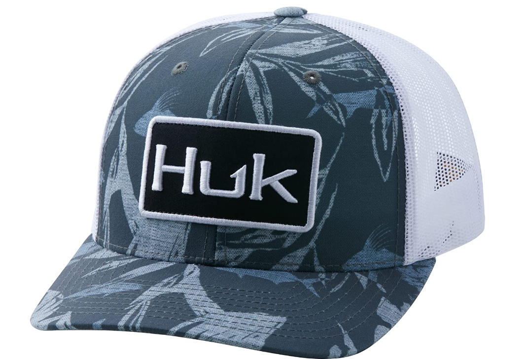 HUK Men's Mesh Trucker Snapback Anti-Glare Fishing Hat, Ocean Palm